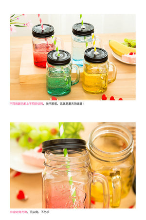 Colored Glass Water Jar with handle