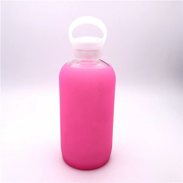 500mL Glass Water Bottle with Protective Silicon Case