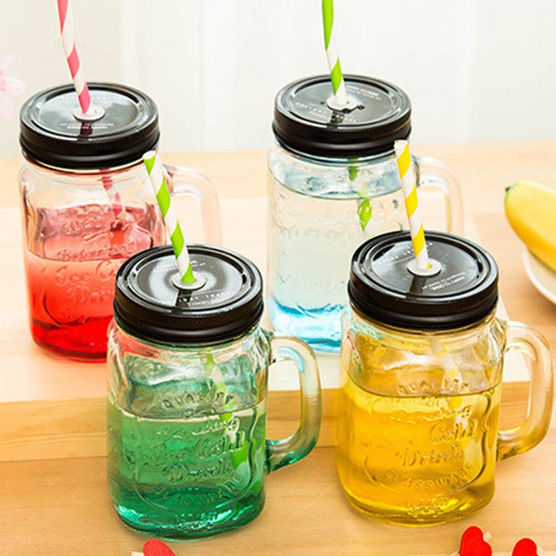 Colored Glass Water Jar with handle
