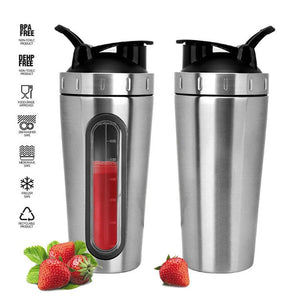 700ml/28OZ Stainless Steel Protein Shaker with Mixing Ball BPA Free Water Bottle Leakproof